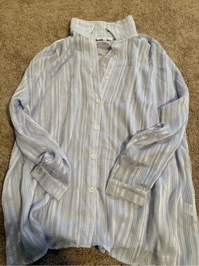 Light purple Striped Button-Down Shirt - Women